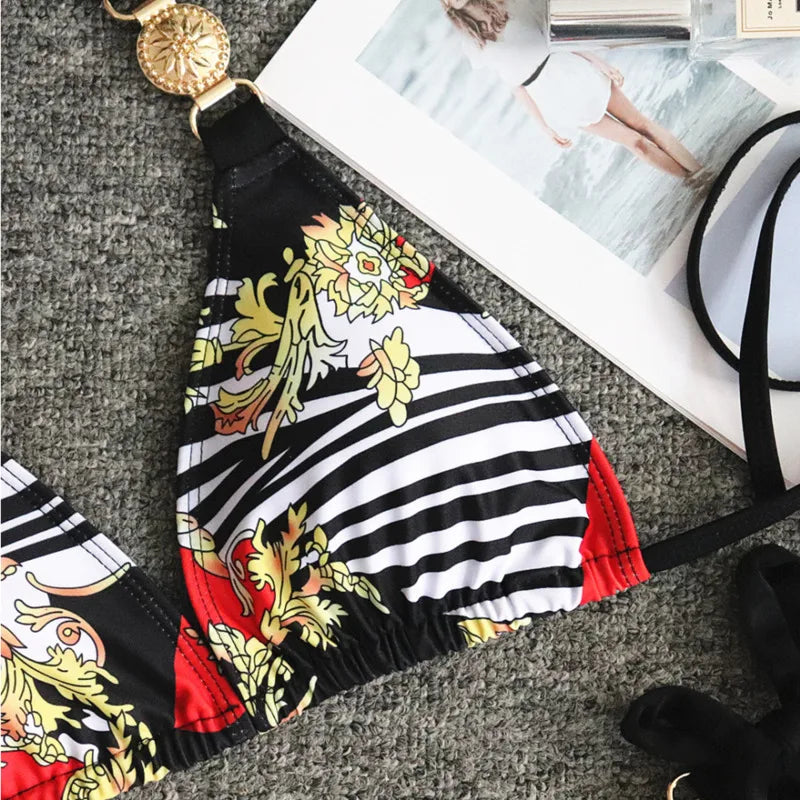 Summer Sexy Print Bikinis Women's Swimwear Female Swimsuit Swimming Bathing Suits Brazilian Bikini Set Beachwear Bather