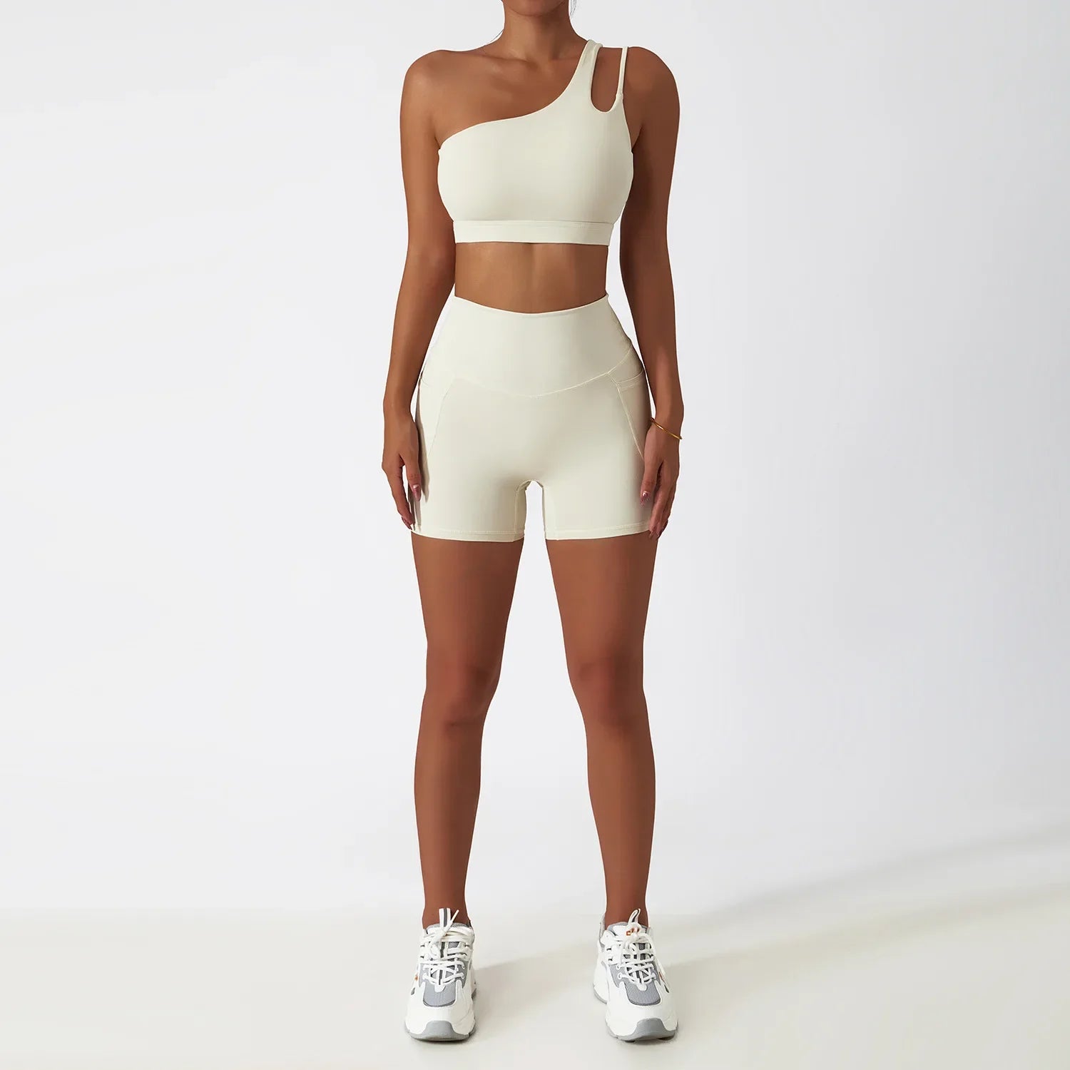 Women Seamless One Shoulder Yoga Set Sexy Sports Bra Workout High Waist Yoga Suit Leggings Workout Set Fitness Suits Sportswear A4