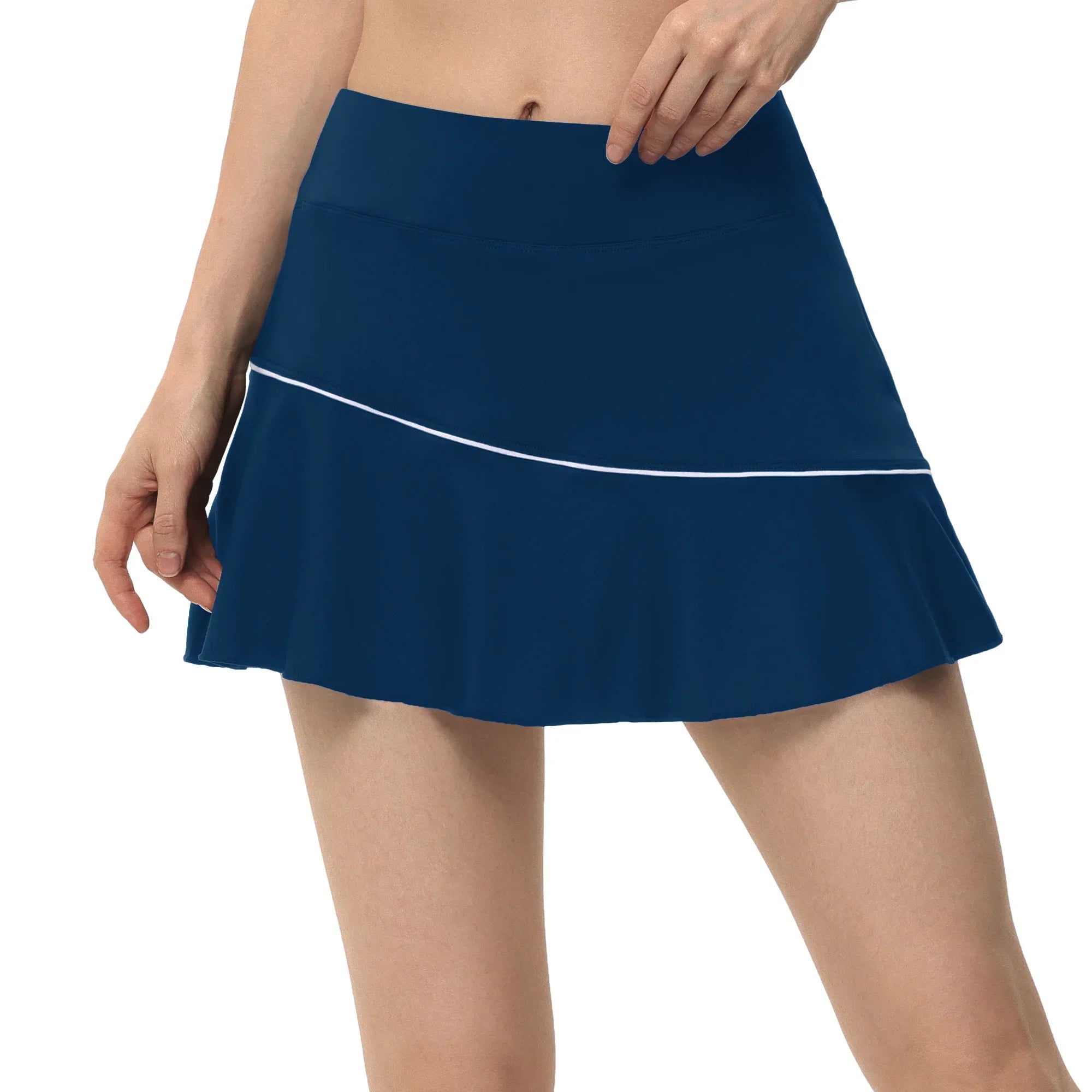 Allukasa Golf Sport Einfarbig Workout Volleyball S-5XL Tennis Running Skort Skirt Athletic Yoga2020 Athletisch Fitness Skirts CeladonBlue - white