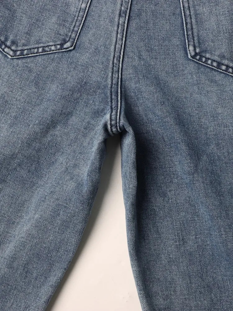 Irregular Spliced Pockets Jeans High Waist Patchwork Zipper Vintage Minimalist Wide Leg Jean Female Fashion Clothes