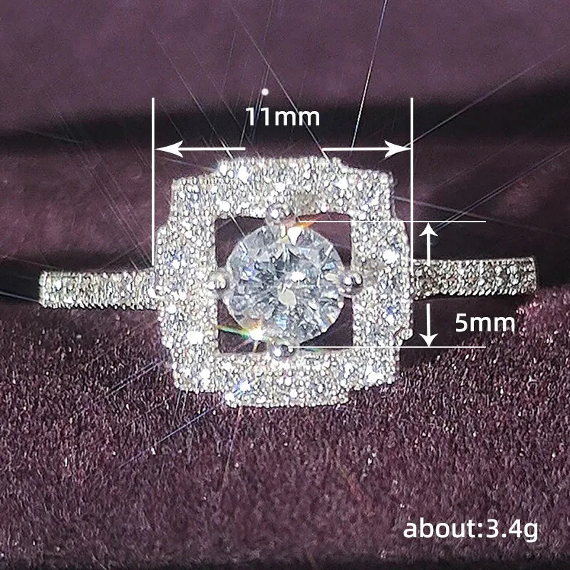 Sparkling Silver Color Cubic Zirconia Wedding Rings Set for Women Elegant Couples Engagement Ring Banquet Party Jewelry ZA0904-1