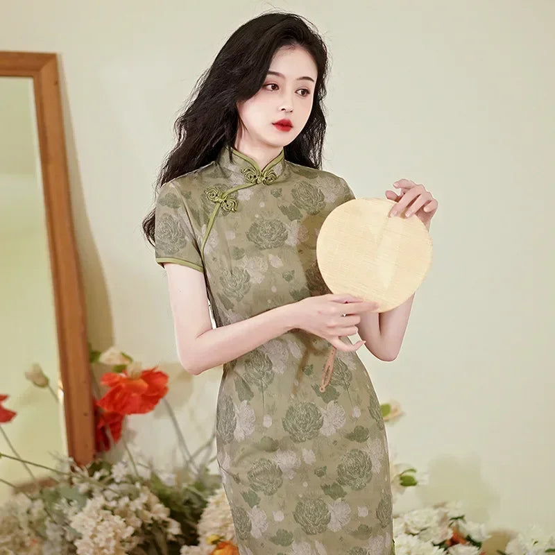 Cheongsam Qipao Moda Roupas Casual Elegante Estilo Étnico Vestido Vintage para Mulheres Streetwear Roupas Femininas Festa Chinesa