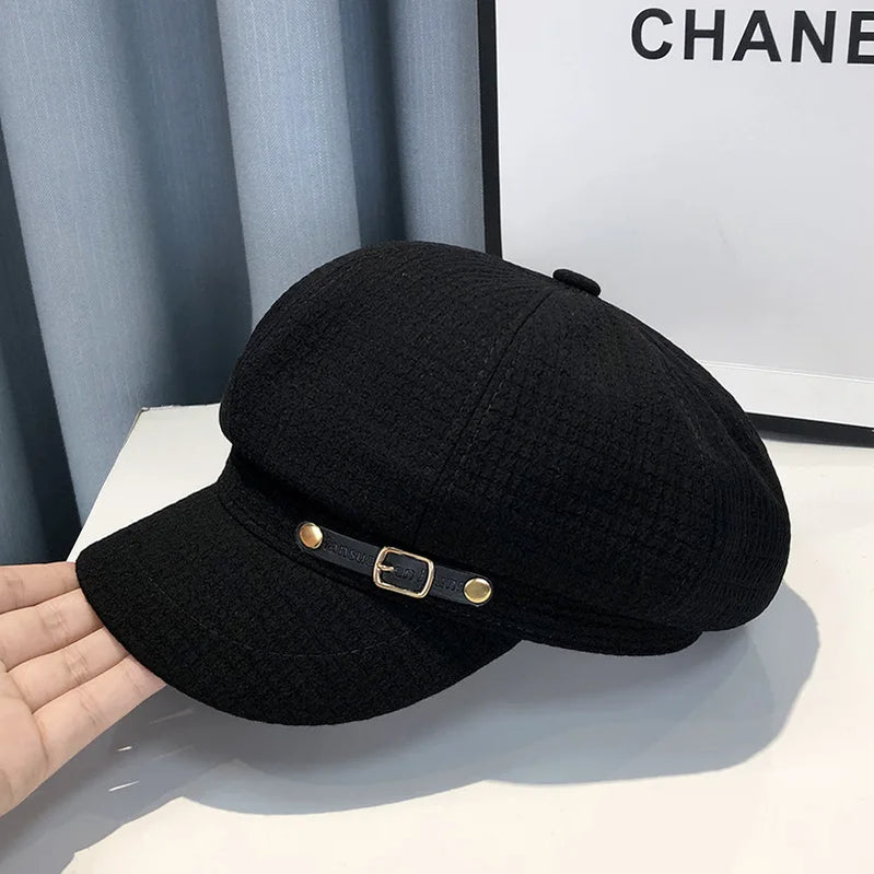 Fashion Designer Winter Women Berets Female Retro boinas Berets caps for women hats Bonnets Hats for Women Octagonal Newsboy Hat 1 54-58cm