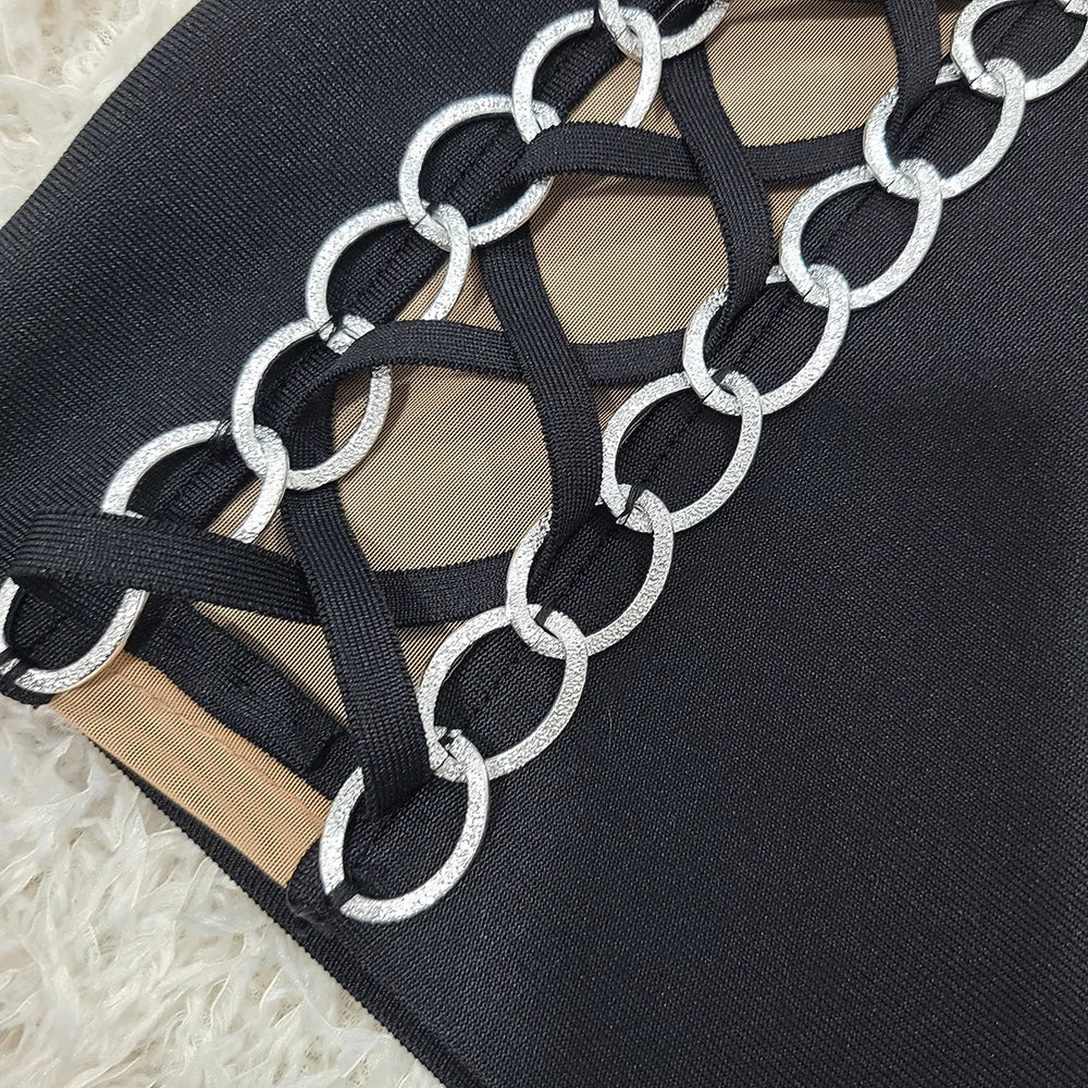 High Quality Women Long Sleeve Sexy Laced-up Bodycon Mini Bandage Dress Fashion Celebrate Nightclub Party Cocktail Outfit