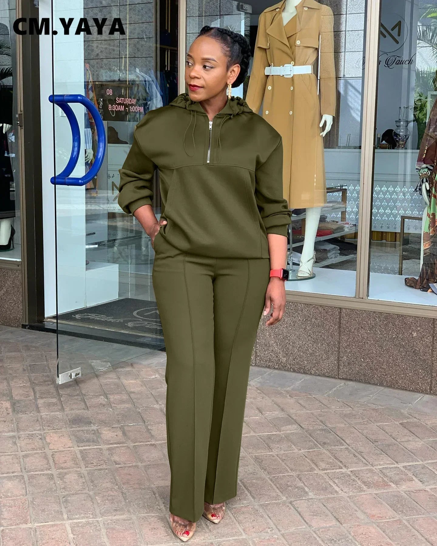 CM.YAYA Long Sleeve Women Set Loose Long Sleeve Hoodies Pant Suits 2024 Spring 2 Two Piece Sets Sporty Tracksuits Street Outfits