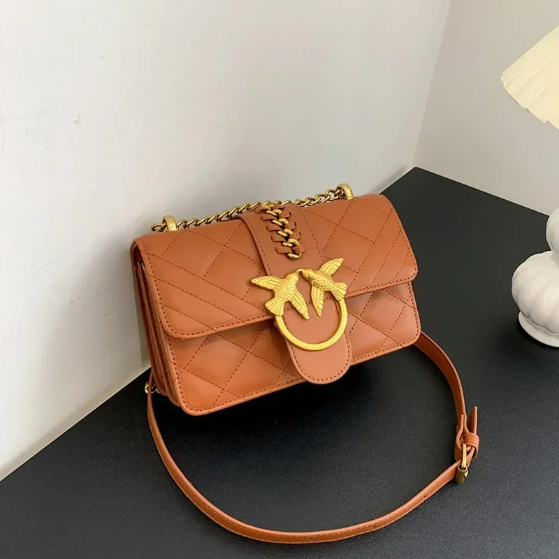 High-End Korean Style Chain Embroidery Bag - Women's Small Square, Versatile Design