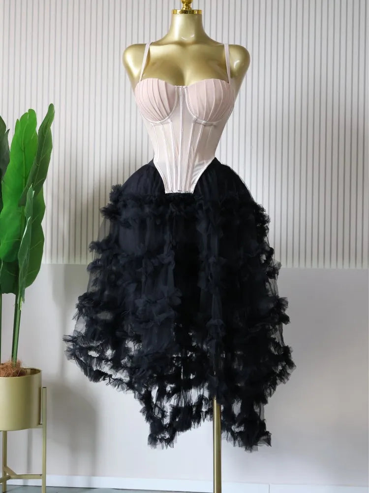 CM.YAYA Women's Dress Set Tunic Irregular Crop Top and Irregular Ball Gown Maxi Long Skirt Suit 2025 Two 2 Piece Set Outfits