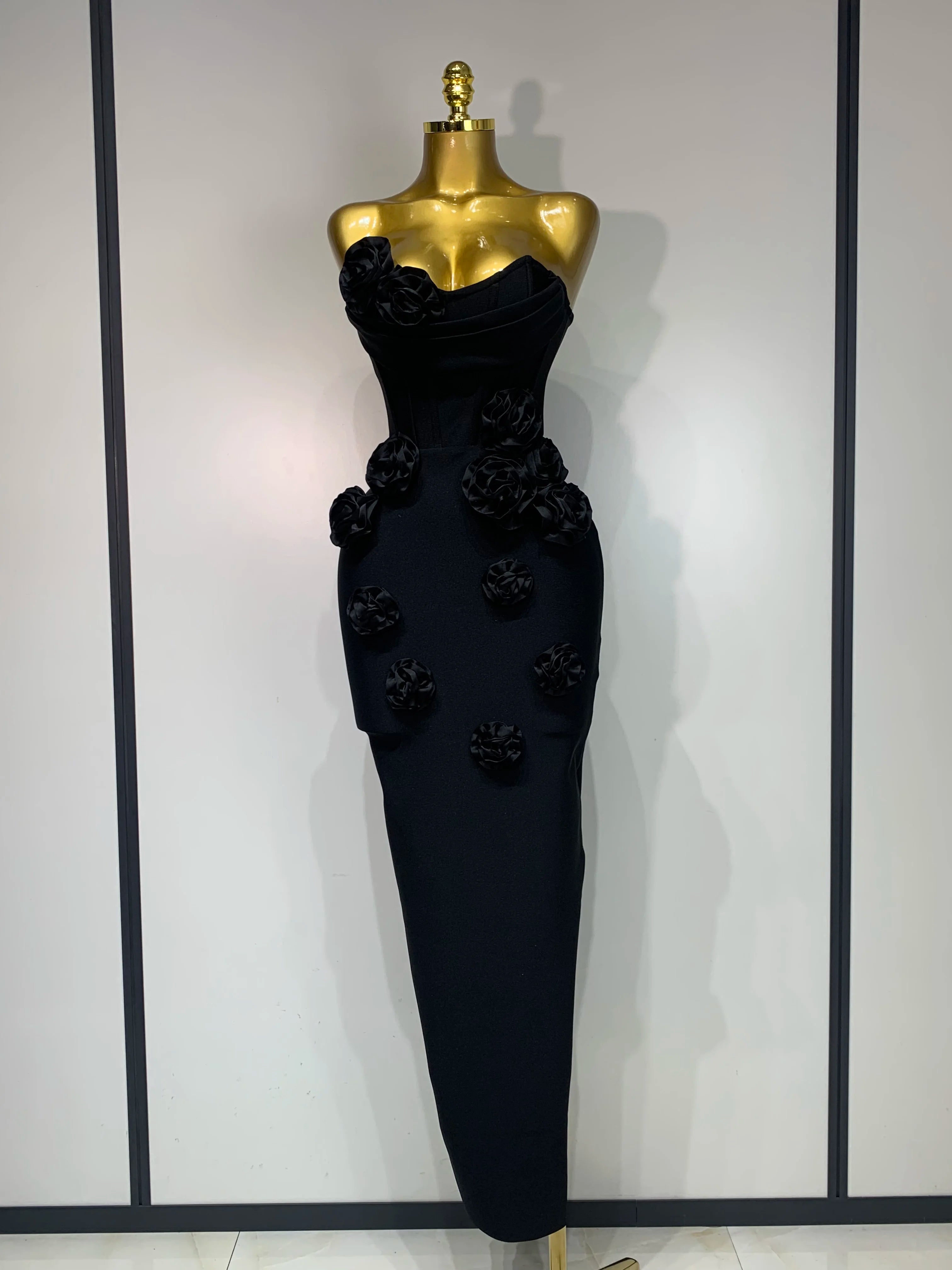 Women Sexy Bodycon Dress Fashion White Elegant Strapless Flower Slim Dress Casual Streetwear Club Birthday Party Dresses