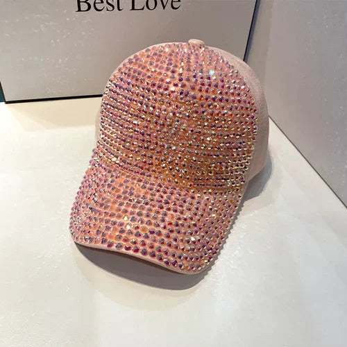 Summer Ladies Baseball Cap Korean Wild Spring and Autumn Rhinestone Caps Fashion Personality Street Highlights Hip-hop Hats MZBQ128-fen fen z 55-60cm