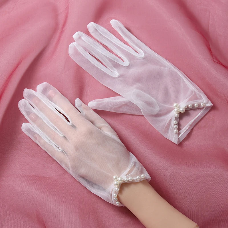 New super fairy white lace tulle long bridal photo wholesale gloves ST-0009-A