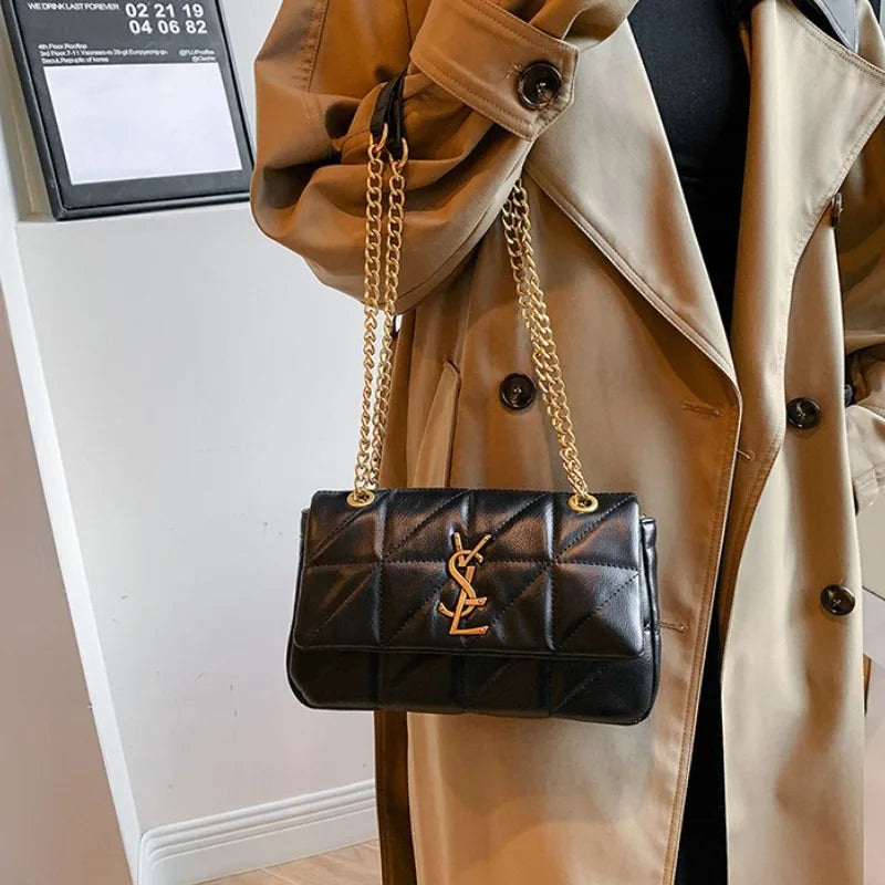 Luxury Fashion Women's Chain Handbag PU Leather Girls Shoulder Messenger Bag Brand lightweight Commuting Bag Tassel Square Bag