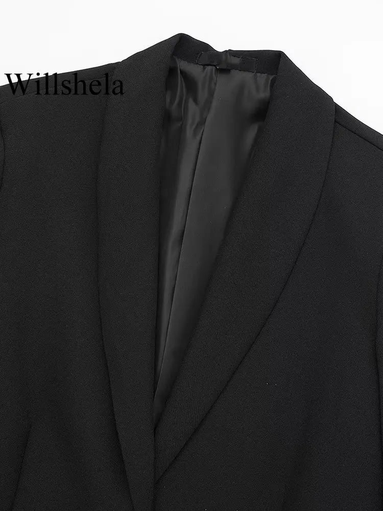Women Fashion Satin Black With Feather Blazer Jacket Vintage Notched Neck Single Button Long Sleeves Female Outfits