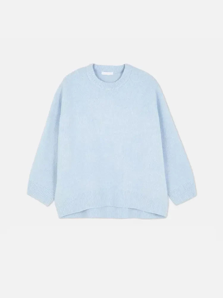 Sweater Women Knitted O Neck Solid Thicken Long Sleeve Pollover Sweaters Autumn Winter Casual Fashion Fluffy Commute Lady As how 1