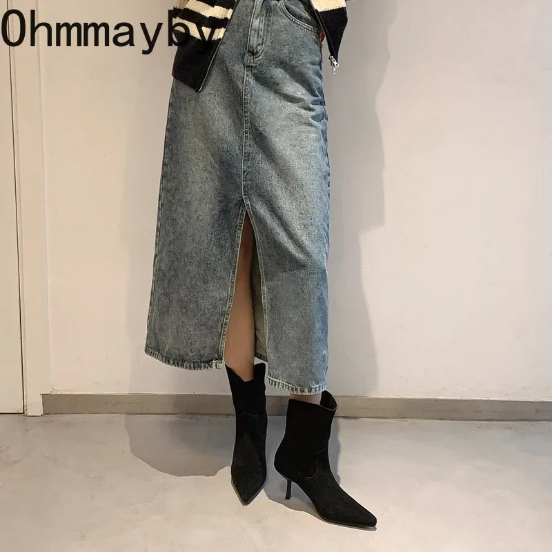 Autumn Ankle Boots For Women Fashion Slip On Short Boots Female Luxury Heel Women's Winter Footwear