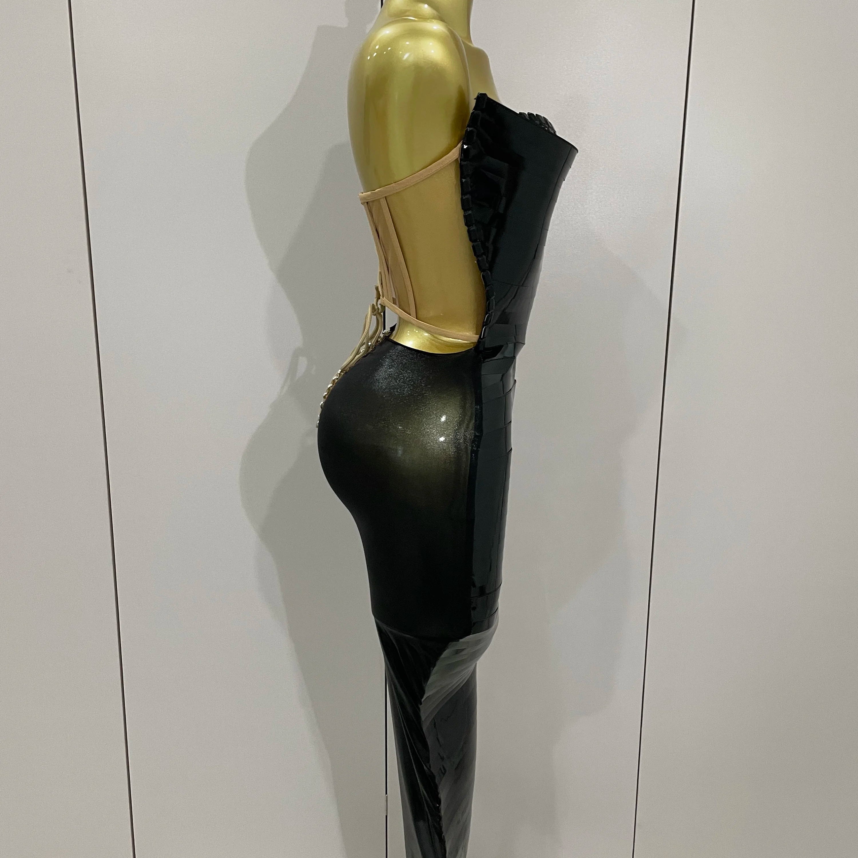 High Quality Black Shiny Sequin Sexy Chest Wrapped Dress 2025 New  Women Fashion Eveing Celebrate Birthday Party Stage Costume