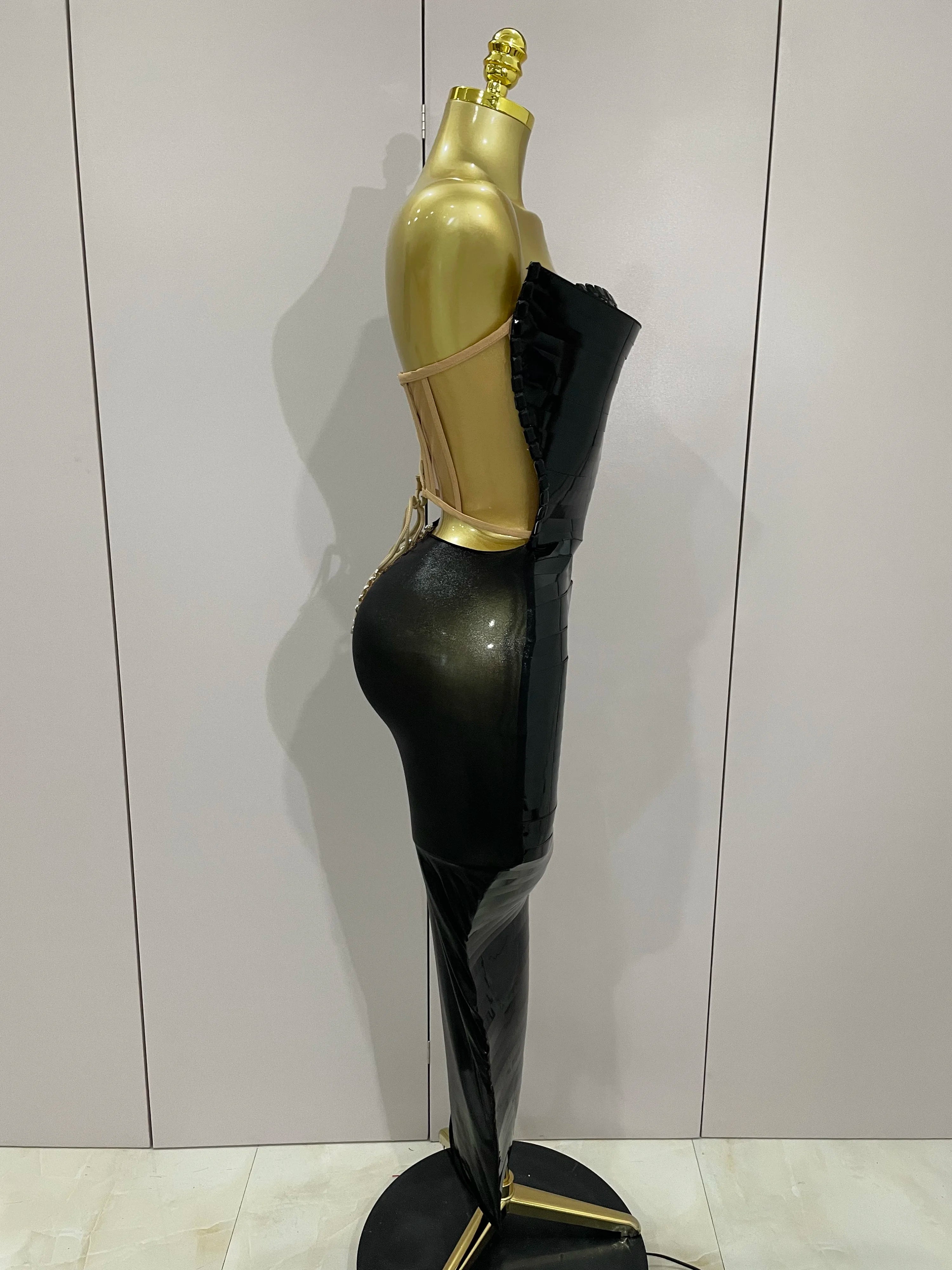 High Quality Black Shiny Sequin Sexy Chest Wrapped Dress 2025 New  Women Fashion Eveing Celebrate Birthday Party Stage Costume