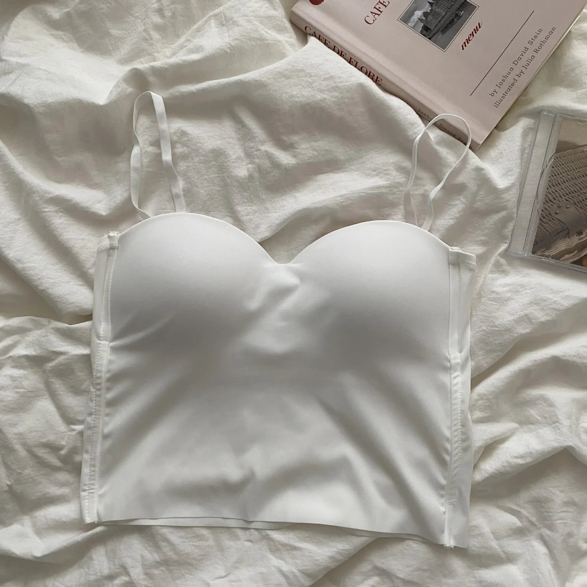 Seamless Camisole for Women Fitness Crop Tops Summer Thin Elegant Sexy All-match Casual One-piece Ice Silk Underwear Tanks Top White fit for 40-60kg