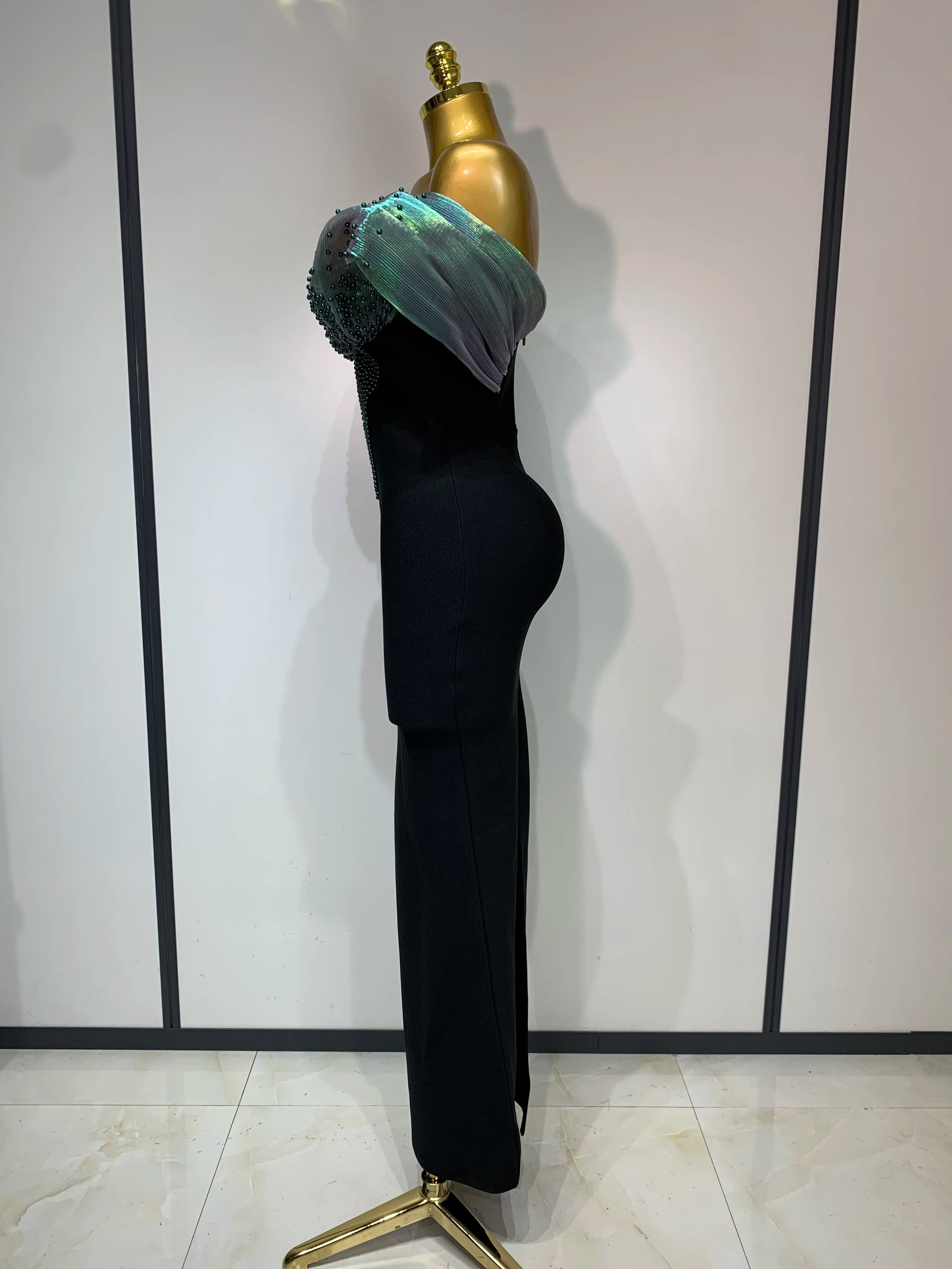 Women Celebrity Sexy Off Shoulder Beading Bodycon Maxi Long Bandage Dress 2025 Elegant Evening Club Party Luxury Birthday Outfit