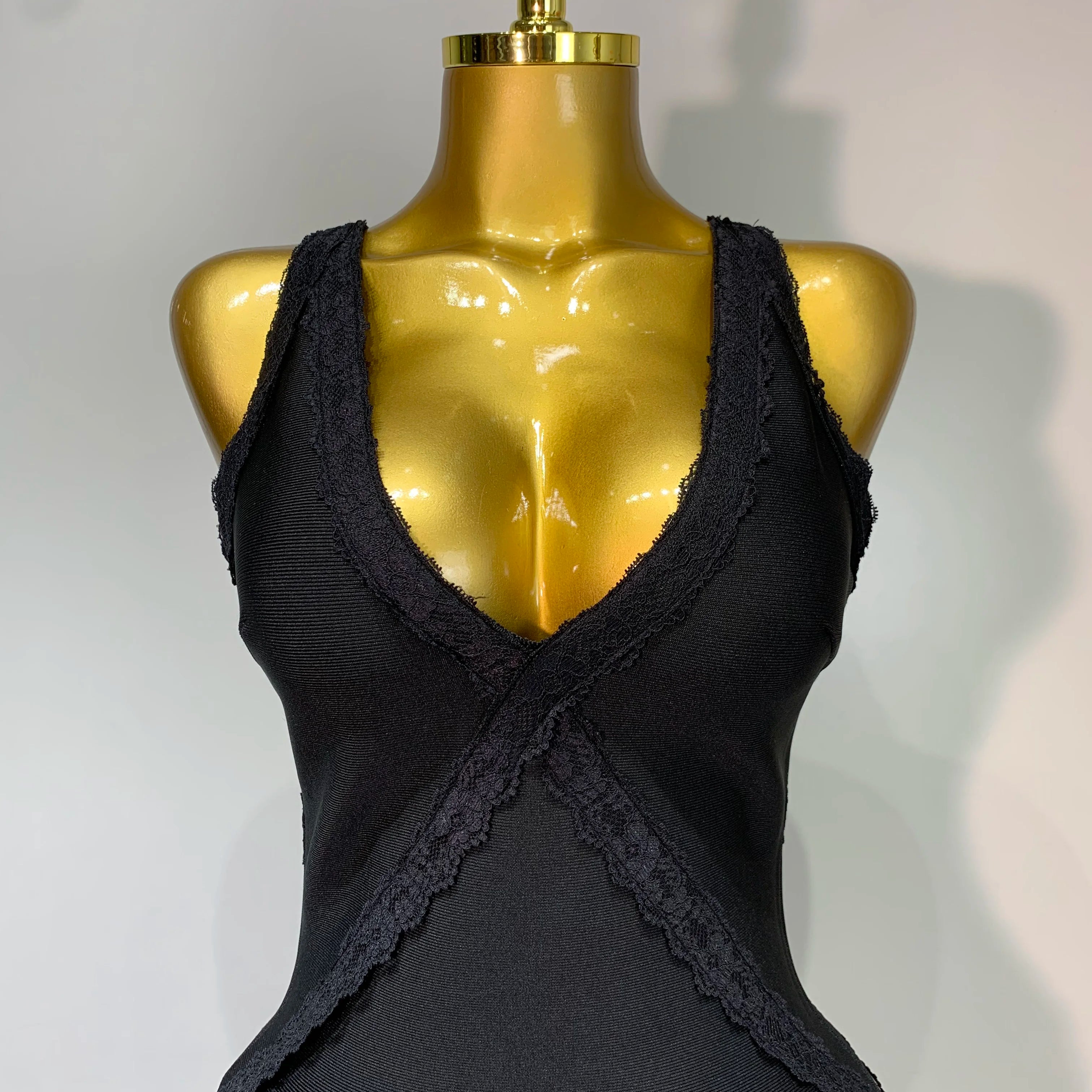 High Quality Sexy V Neck Black Lace Prom Dress Sleeveless Evening Party Gown Celebrity Elegant Luxury Birthday Club Dresses