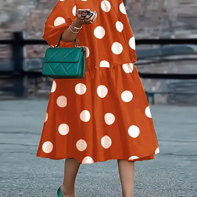 Women Bohemian Maxi Dress 2023 VONDA Fashion Sexy Printed Party Sundress Beach Holiday Dress Oversized Vestidos Femme A-Orange