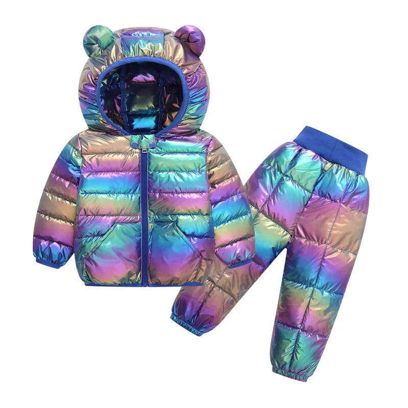 Winter Children Clothing Sets Baby Boy Warm Hooded Down Jackets Pants Clothing Sets Baby Girls Boys Snowsuit Coats Ski Suit 1