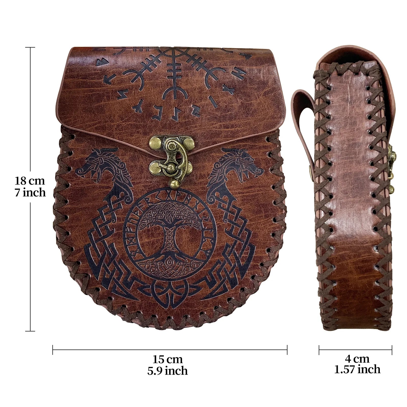 Leather Medieval Waist Pack, Vintage Handwork Belt Pouch Waist Bag Leather Belt Pouch Medieval Pouch Nordic Embossed Bag