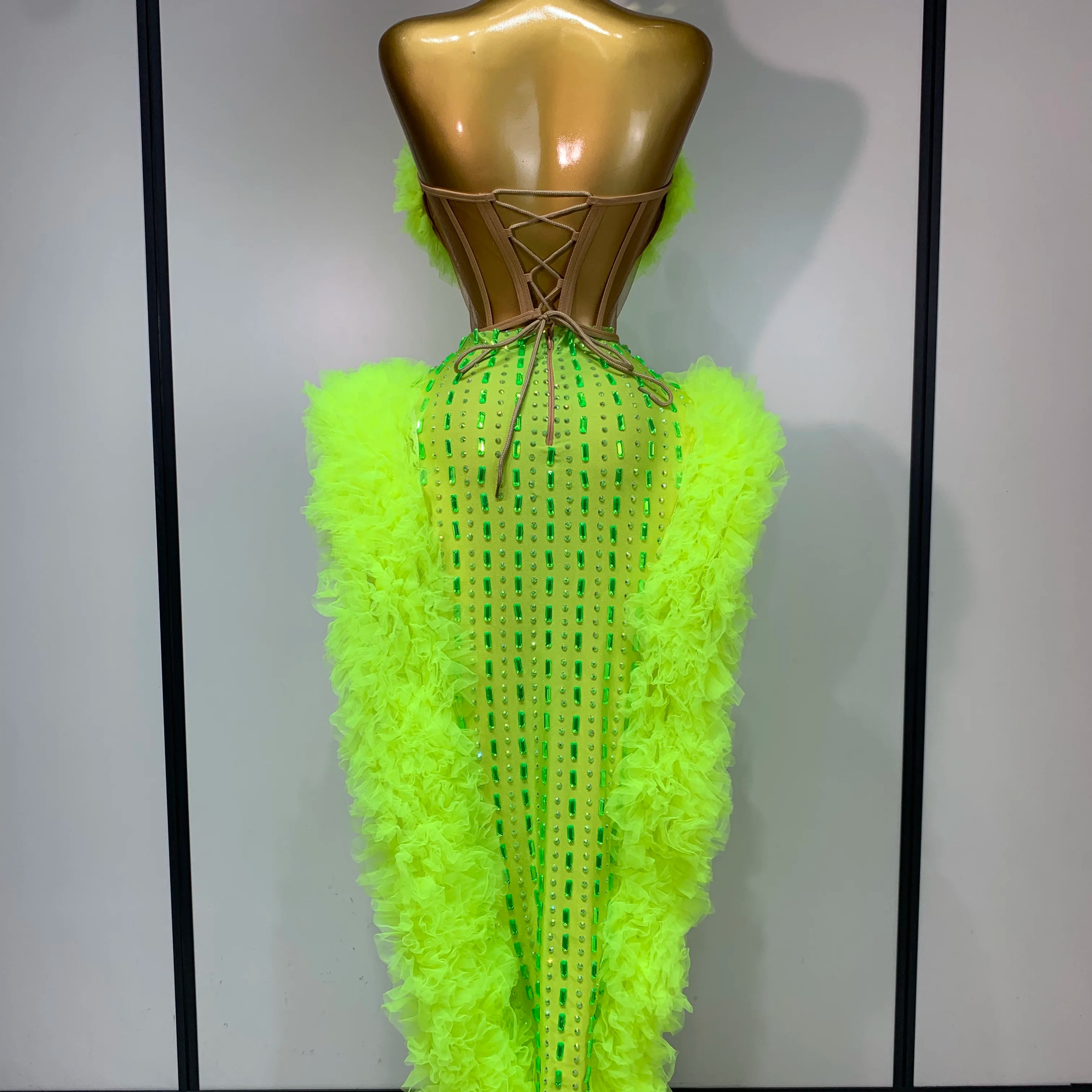 Women Sparkly Rhinestone Sexy Strapless Tops Skirt Two Piece Set Celebrate Evening Party Luxury Birthday Nightclub Stage Outfit