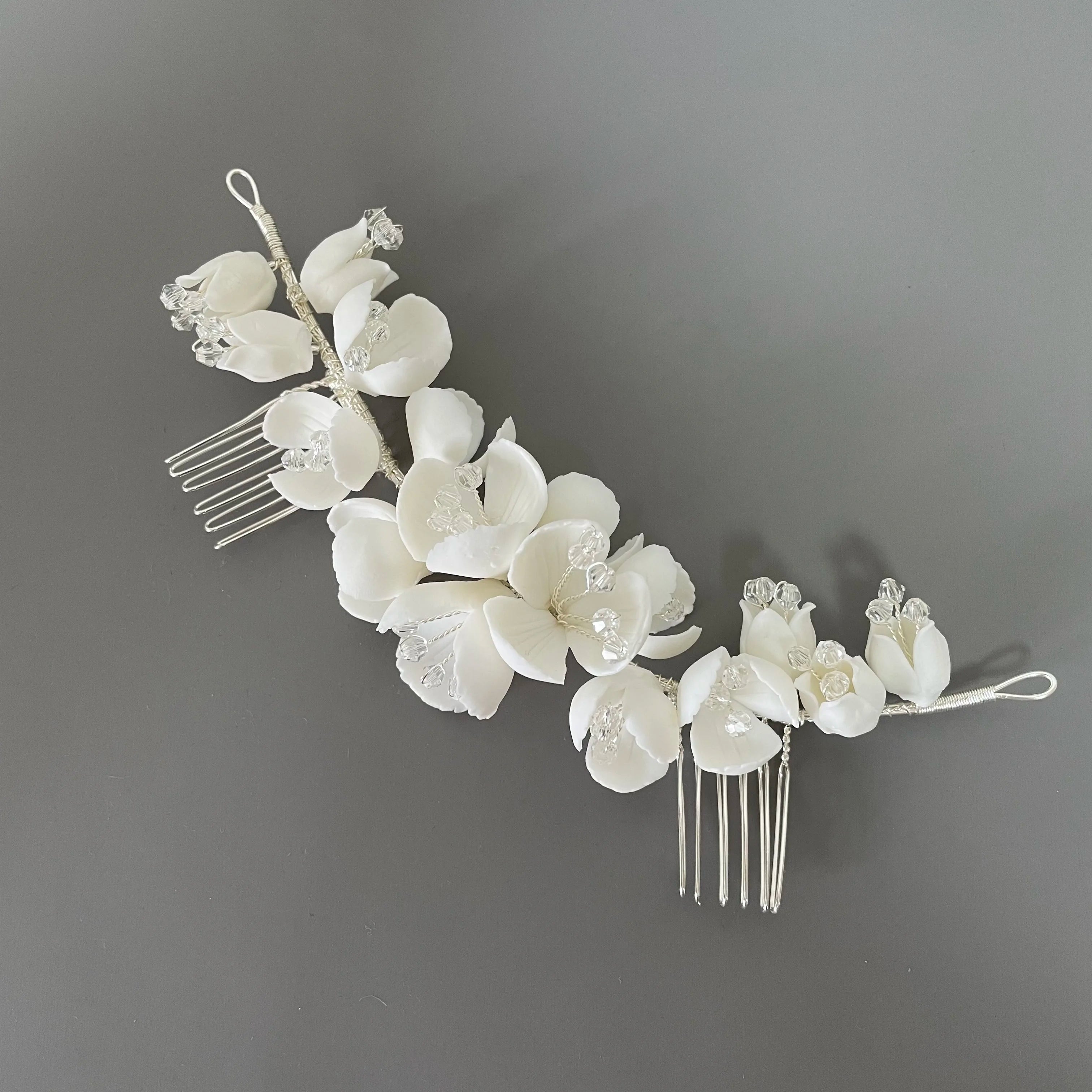 Clay Floral Bridal Hair Comb Handmade Headpiece Rhinestone Hair Vine Wedding Hair Jewelry New arrival