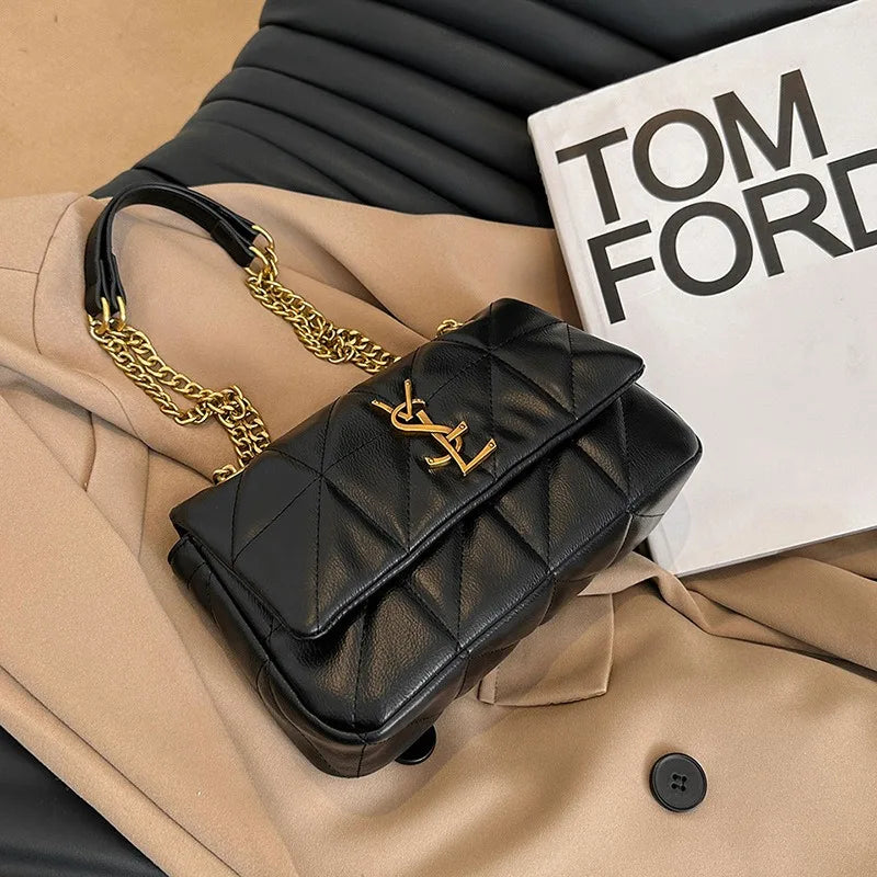 Luxury Fashion Women's Chain Handbag PU Leather Girls Shoulder Messenger Bag Brand lightweight Commuting Bag Tassel Square Bag