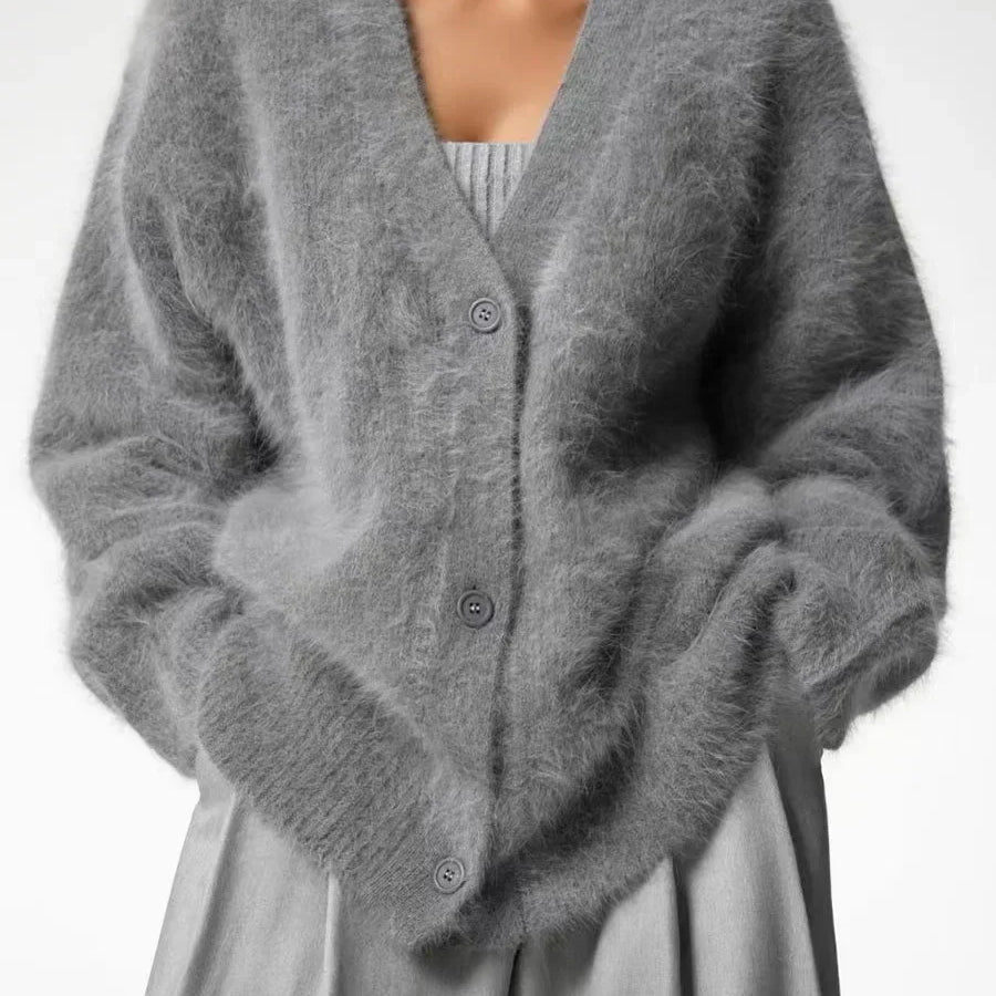 Autumn Elegant Long Sleeve Sweater Women New Single-Breasted Female Casual Cardigan Soft Flexible Knitted Outwear Winter Dark Grey MY66