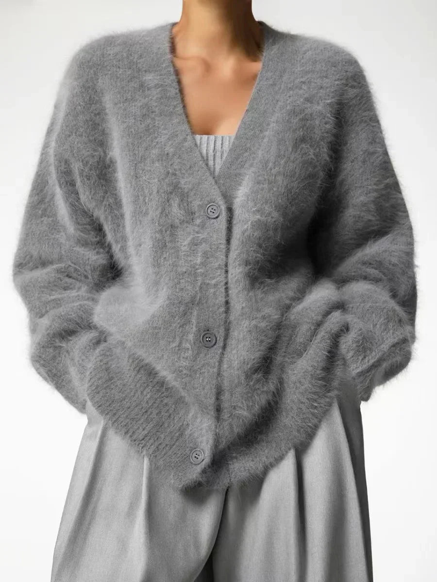 Autumn Elegant Long Sleeve Sweater Women New Single-Breasted Female Casual Cardigan Soft Flexible Knitted Outwear Winter Dark Grey MY66