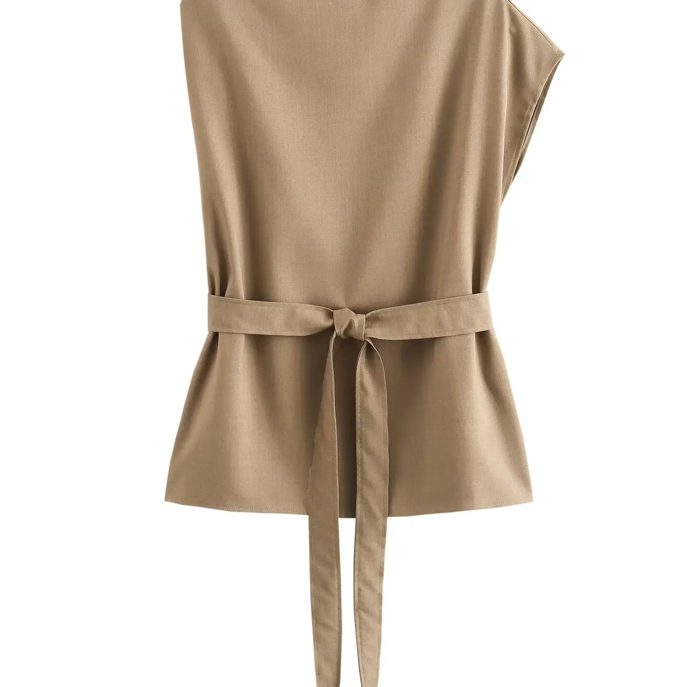 TRAF ZR Set of Two Pieces for Modern Women Khaki Sets for Women 2 Pieces Elegant Minimalist Korean Style Set Cozy Sets only 1 Tops