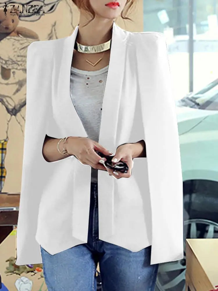 ZANZEA Autumn Shawl Collar Split Sleeve Coat 2023 Women Cloak Blazer Fashion Solid OL Cape Office Casual Suit Jacket Workwear
