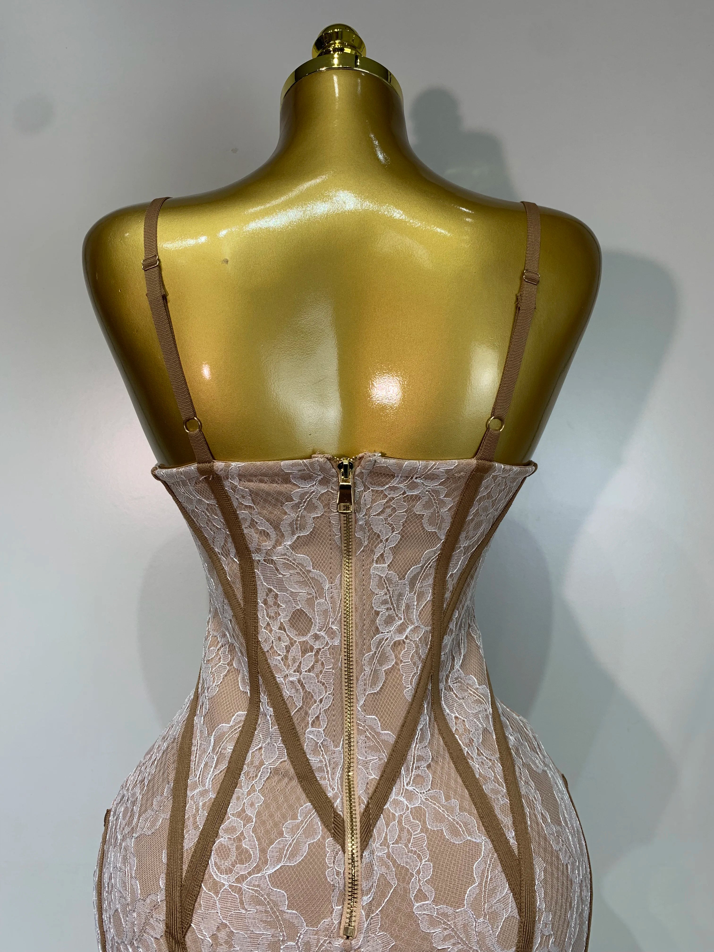 Luxury Birthday Dress Women 2025 Khaki Spaghetti Strap Lace Sexy Bodycon Celebrity Elegant Cocktail Club Party Bandage Dress