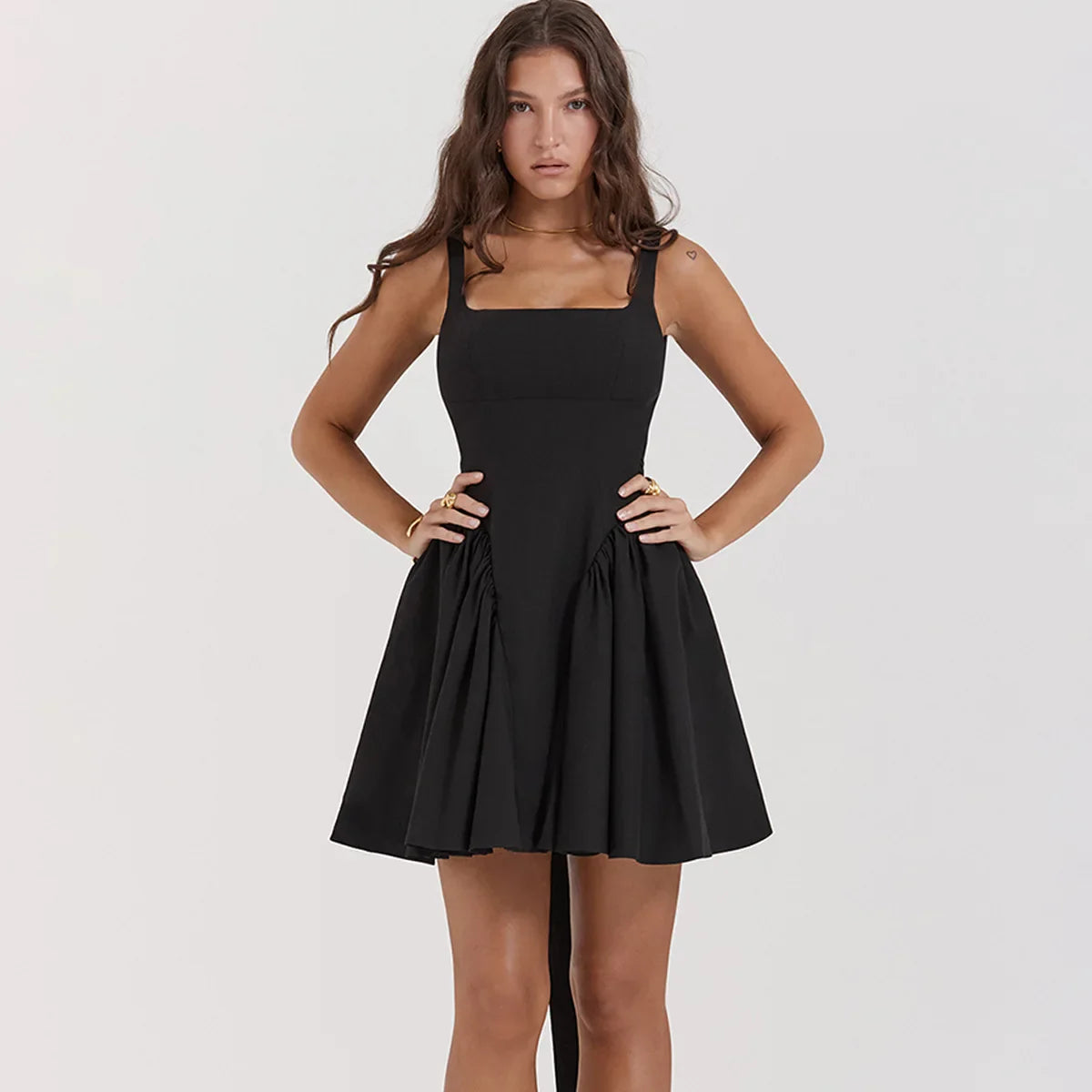 COUTUDI Sexy Lace Up Backless Party Mini Summer Dresses For Women Elegant A Line Evening Party Dress Female Vestidos Black CHINA