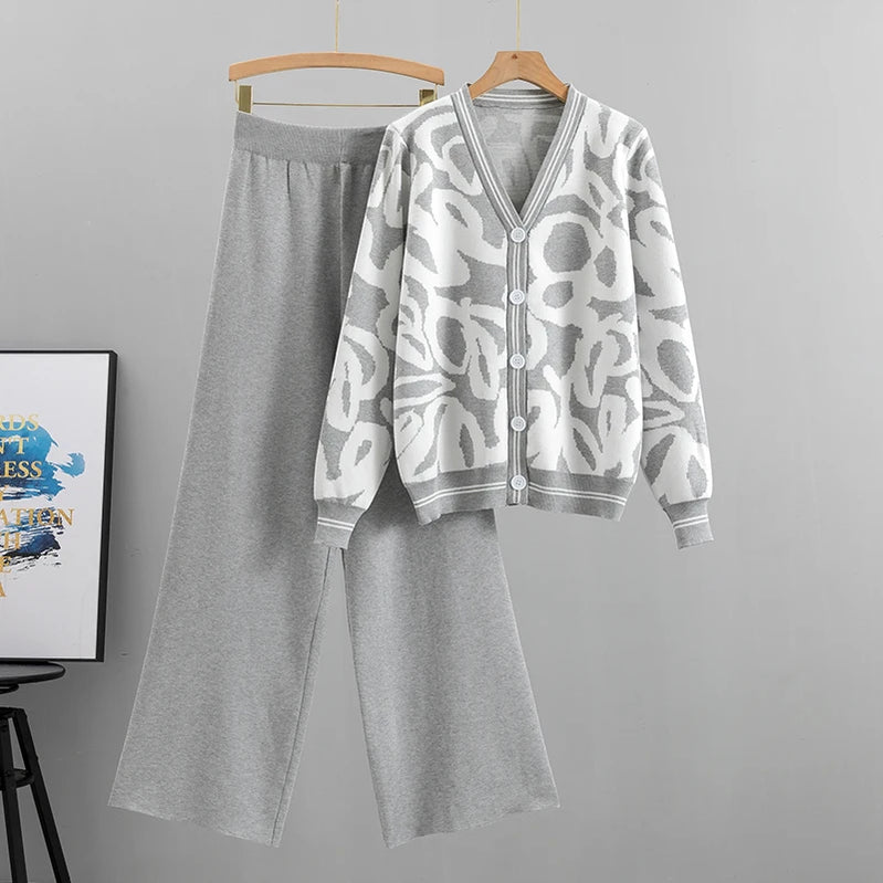 Women's Two Piece Set 2023 Autumn Winter New Fashion knit Long Sleeve Sweater Leisure Sweat Suit For Women Tracksuit Clothes