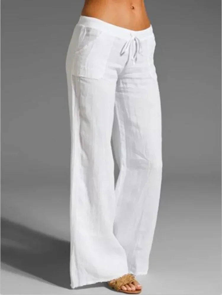 Summer Cotton Linen Women's Pants Oversize Black Wide-leg Pants Casual Pants Female Trendy Loose Fashion Trousers Ladies