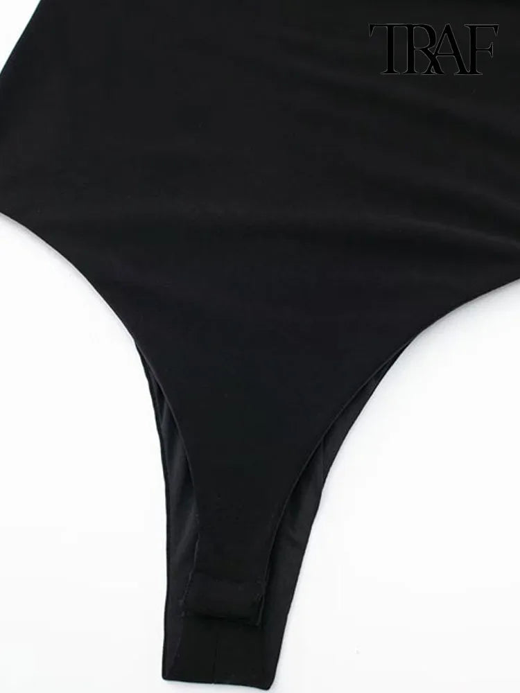 Women Fashion With Sweetheart Neck Draped Bodysuits Vintage Backless Zipper Thin Straps Female Playsuits Mujer