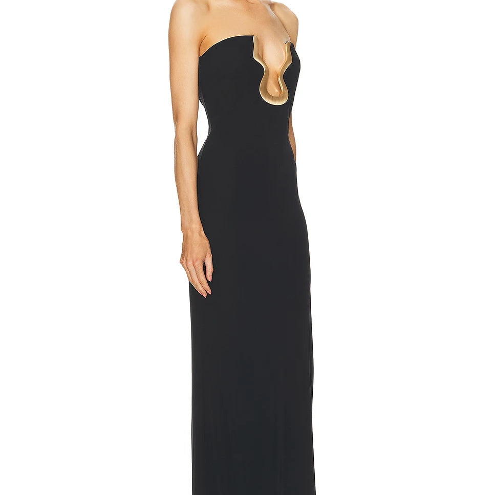 Celebrity Red Carpet Dress Women Sexy Strapless Shinning Sequined Bodycon Long Bandage Dress Birthday Fashion Wear