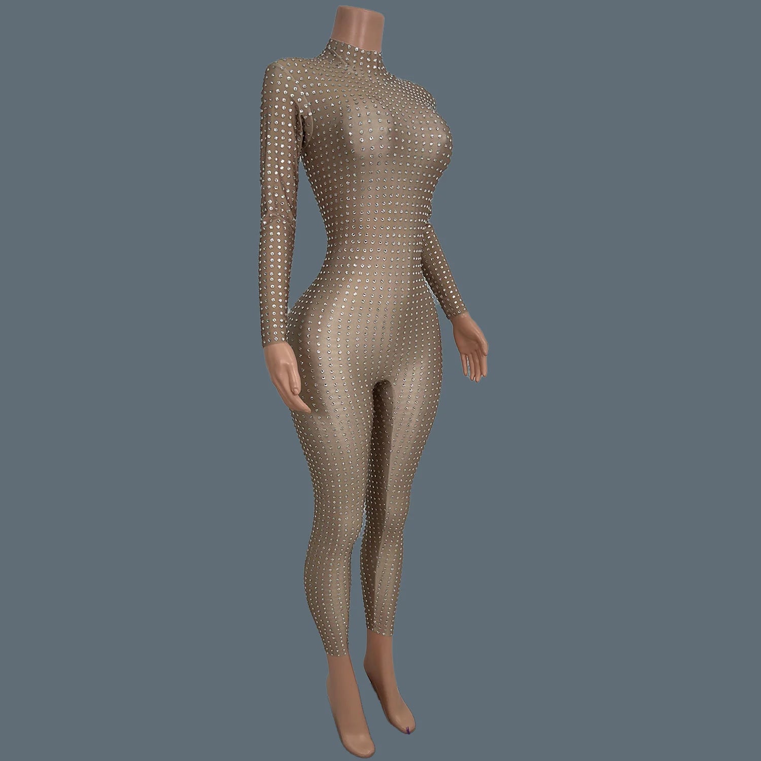 Sparkly Full Rhinestone Spandex High-end Jumpsuit Women Sexy Nightclub Party gig Dance Performance Tight Fitting Outfit Paiduiku