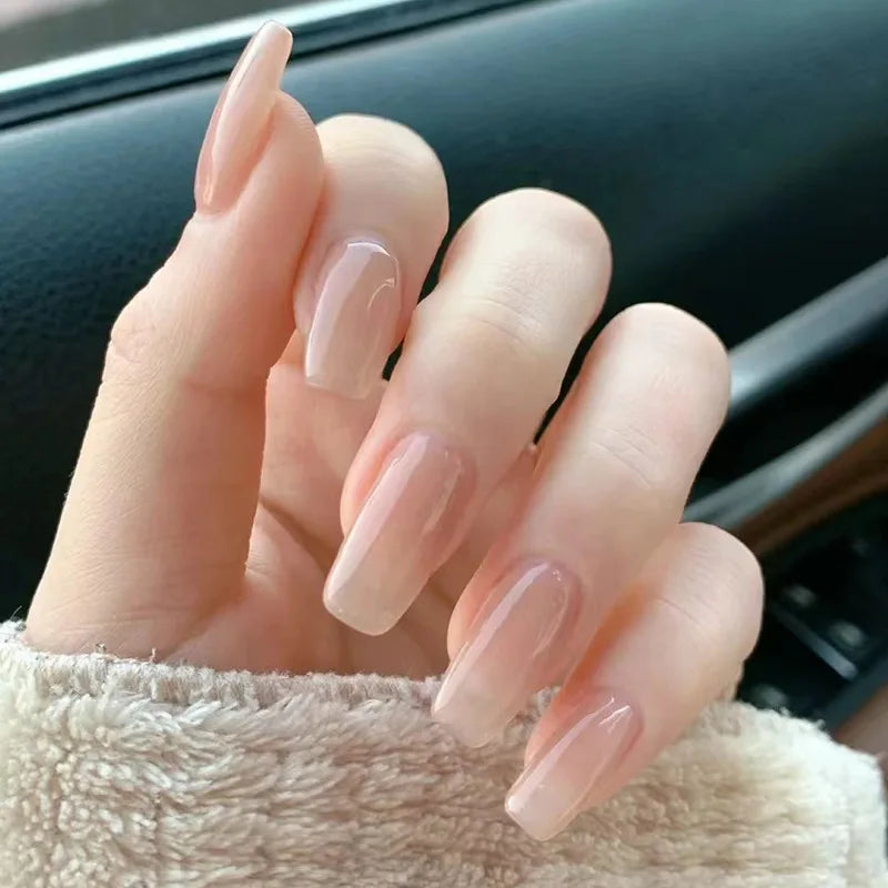 24Pcs Solid Color Wine Red False Nails Long Square Ballet Press on Nails Simple Wearing Manicure Finished Full Cover Nail Tips