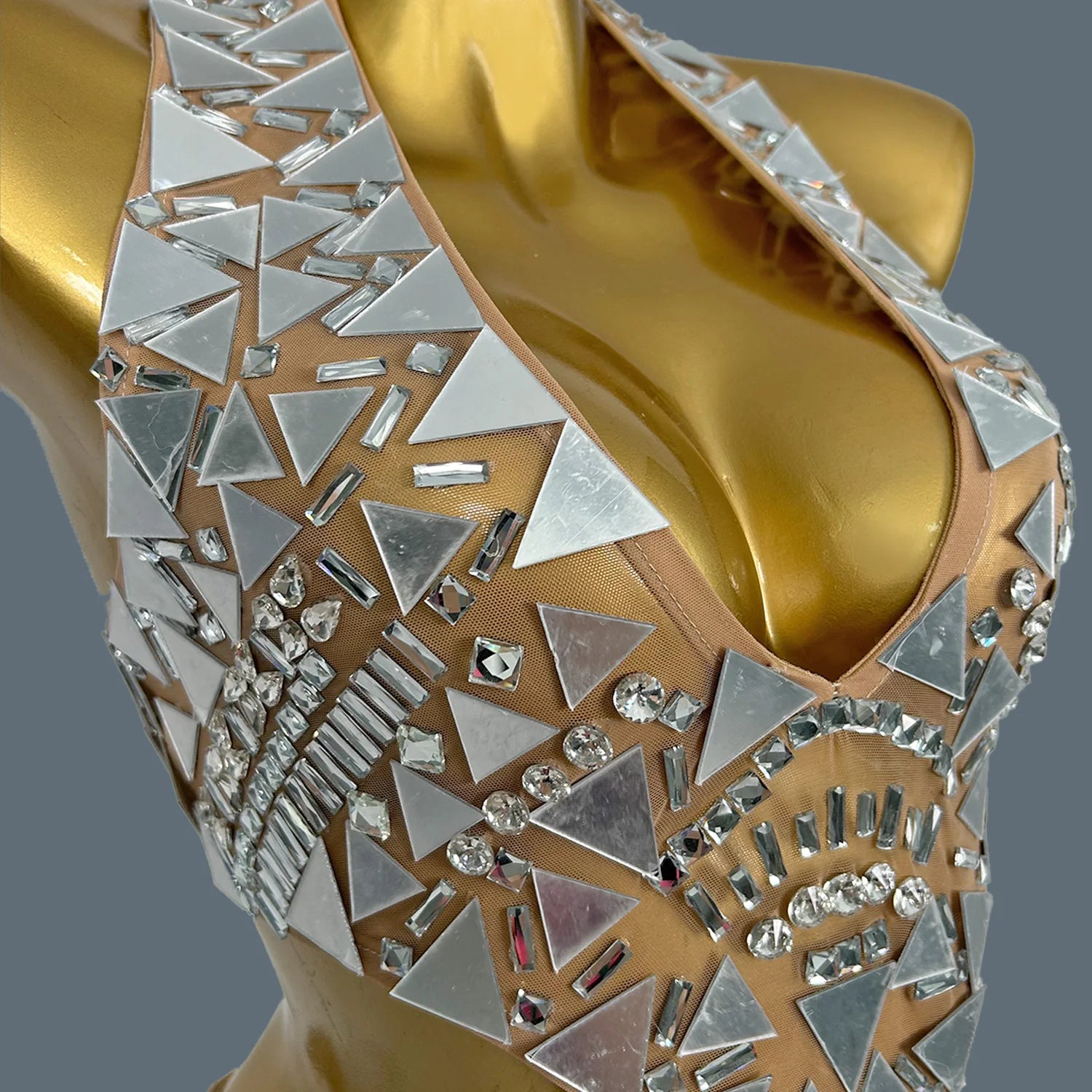 Flashing Mirror Silver  Asymmetrical Long Dress Prom Celebrity Evening Party Birthday Gown Female Singer Stage Show Wear Baiwei