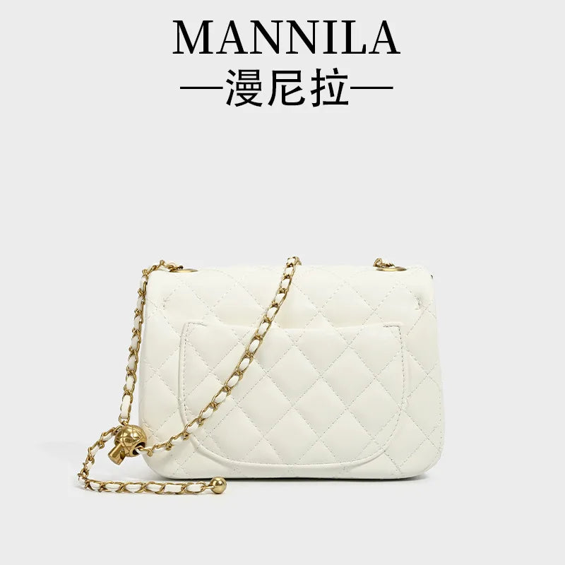 Mbroidered Quilted Square Bag, Elegant Chain Strap Crossbody Purse for Women, 2025 Spring Summer Fashion Mini Bag