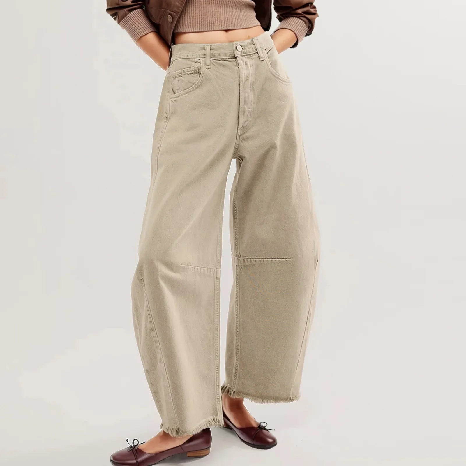 Women's Denim Pants Blue Wide Leg Jeans Cotton High Waist Casual Loose Trousers Office Ladies Woman Spring Autumn 2024 Grey CN