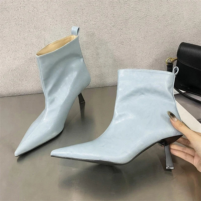 Eilyken Fashion Pointed Toe Ankle Boots Women Wedding Party Shoes Winter Autumn Slim Short Ladies Booties