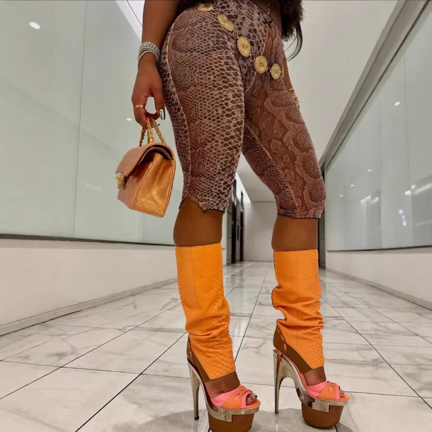 CM.YAYA Women Fashion Sexy Party Clubwear Mesh See Though Pants Capris 2025 Summer Leopard Print Leggings Street Trousers
