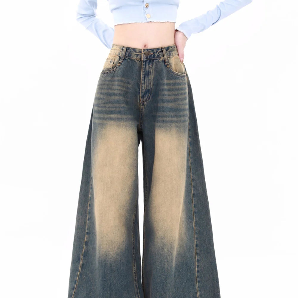 Classic Vintage Baggy Jeans for Women Autumn Winter New Straight Wide Leg Casual Pants Woman Y2K Streetwear Loose Fitting Jeans