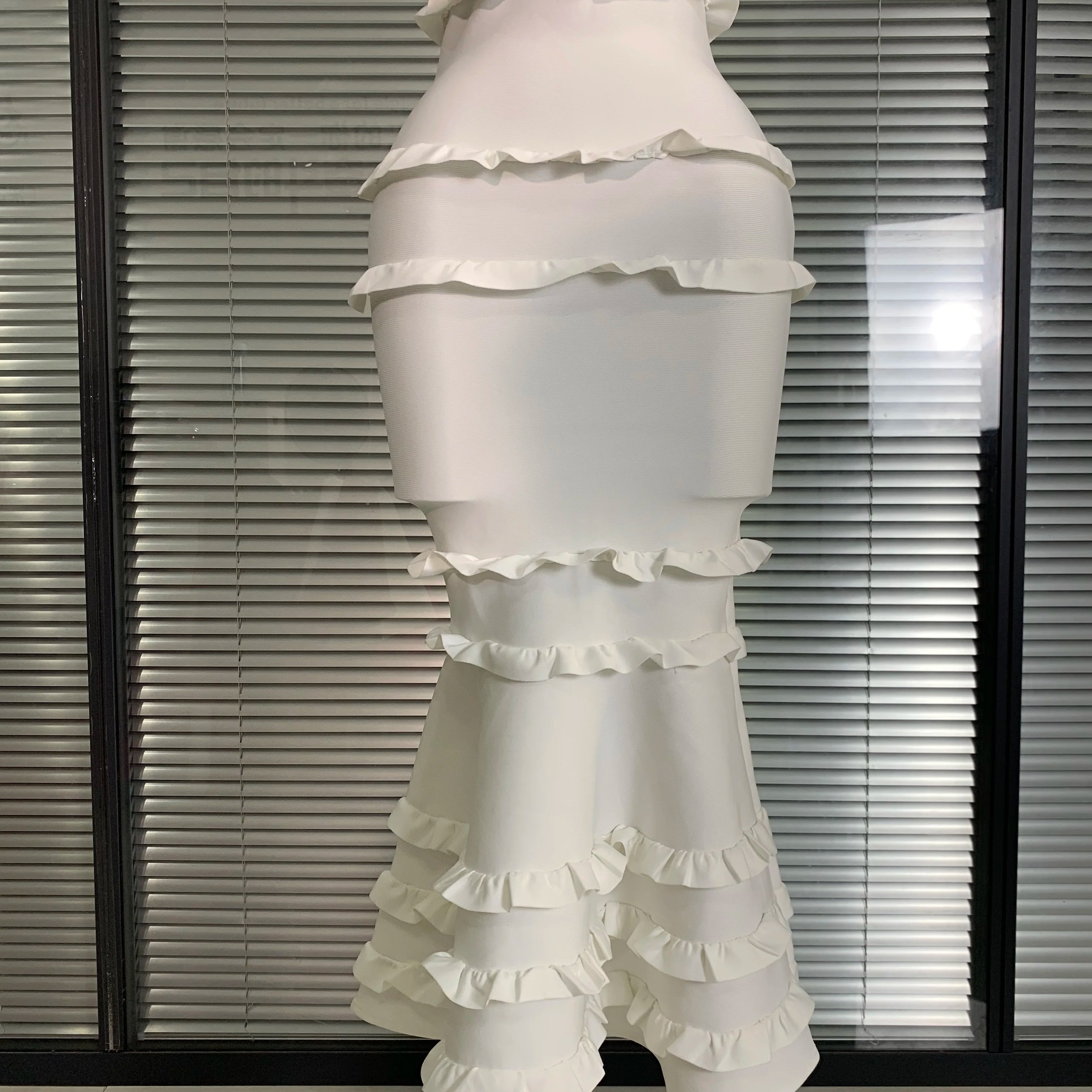 Summer New 2025 Sexy Women Tank White Bandage Dress Celebrity Knitted Elegant High Street Trumpet Bodycon Party Maxi Dress