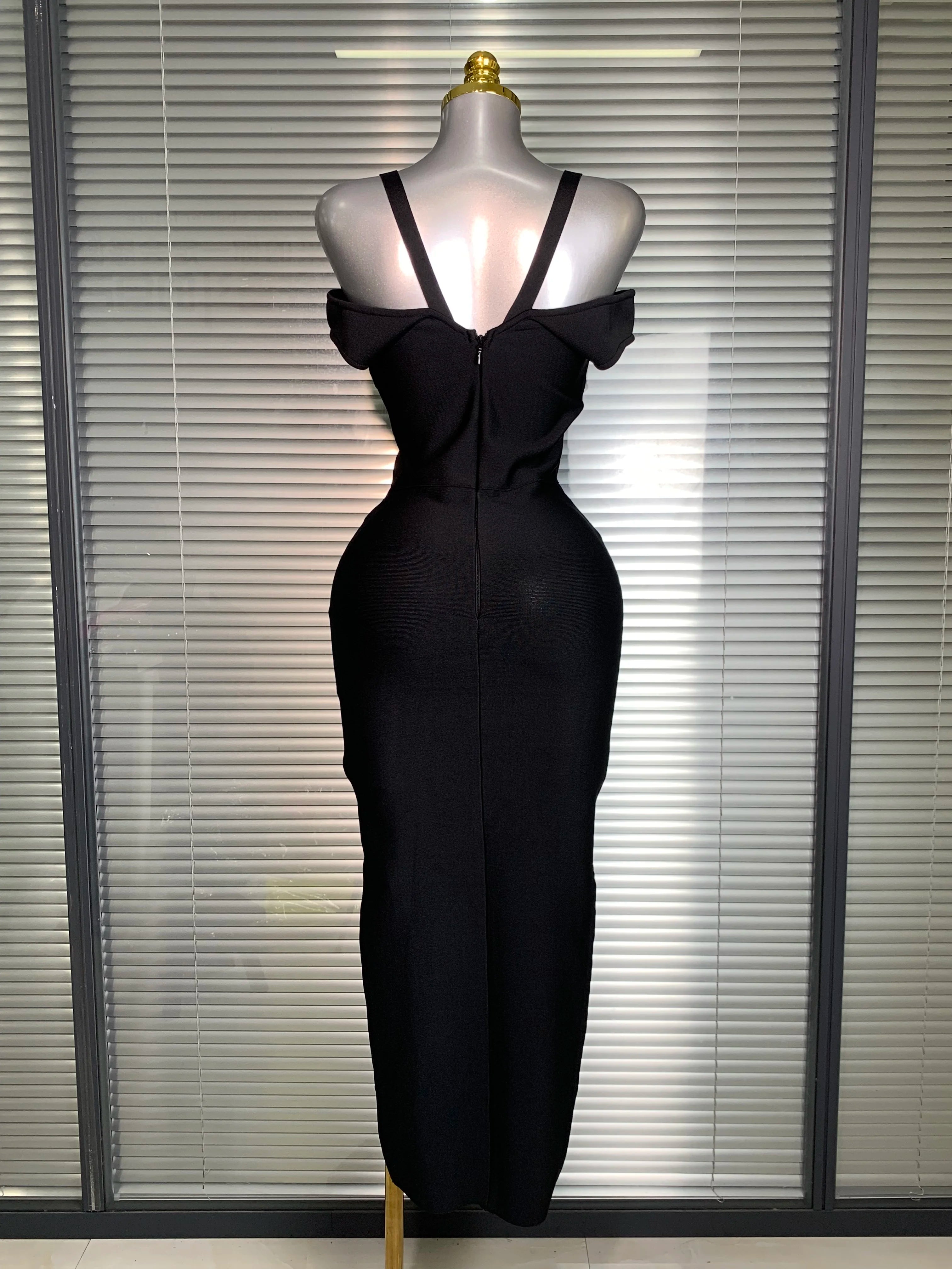 Summer New 2025 Women Sexy Designer Pin Celebrity Black Bandage Dress Split Evening Bodycon Party Dress