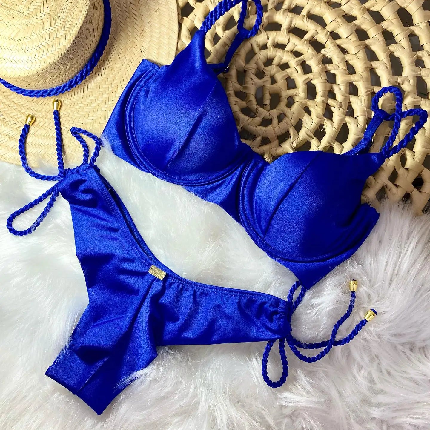 Sexy Bikinis Sets Push Up Women's Swimsuit Tie Side G-String Vintage Solid Swimwear Chest Pad Summer Beachwear Bathing Suit MA24172B1